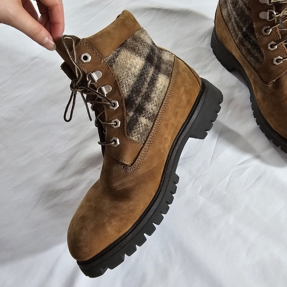Timberland x Woolrich Leather Boots Womens 9.5 lumberjack plaid - Picture 6 of 16